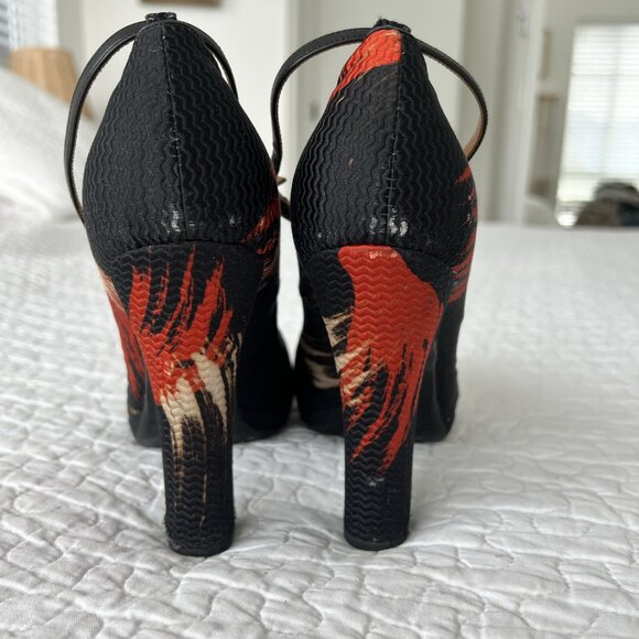 Vintage Dries Van Noten Silk Brocade Heels with Anklestrap - Picture 5 of 6